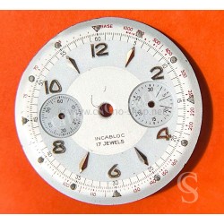 Vintage pièce d'horlogerie 60's Cadran 32mm chronograph 17 rubis incabloc argent pour calibre Valjoux 7734