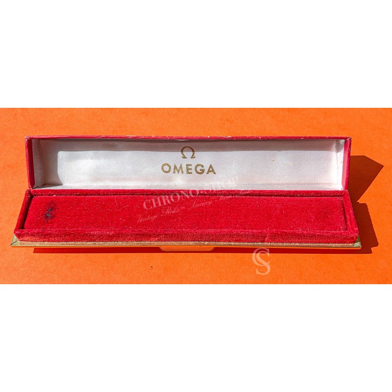 Vintage Omega 50's Oblong box Swiss faded Red color cardboard velvet Original Bracelet Watch Necklace Vintage Omega 50's Oblong box Swiss faded Red color cardboard velvet Original Bracelet Watch Necklace