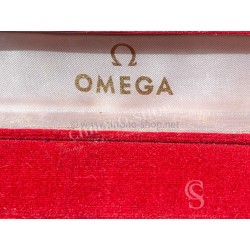 Vintage Omega 50's Oblong box Swiss faded Red color cardboard velvet Original Bracelet Watch Necklace