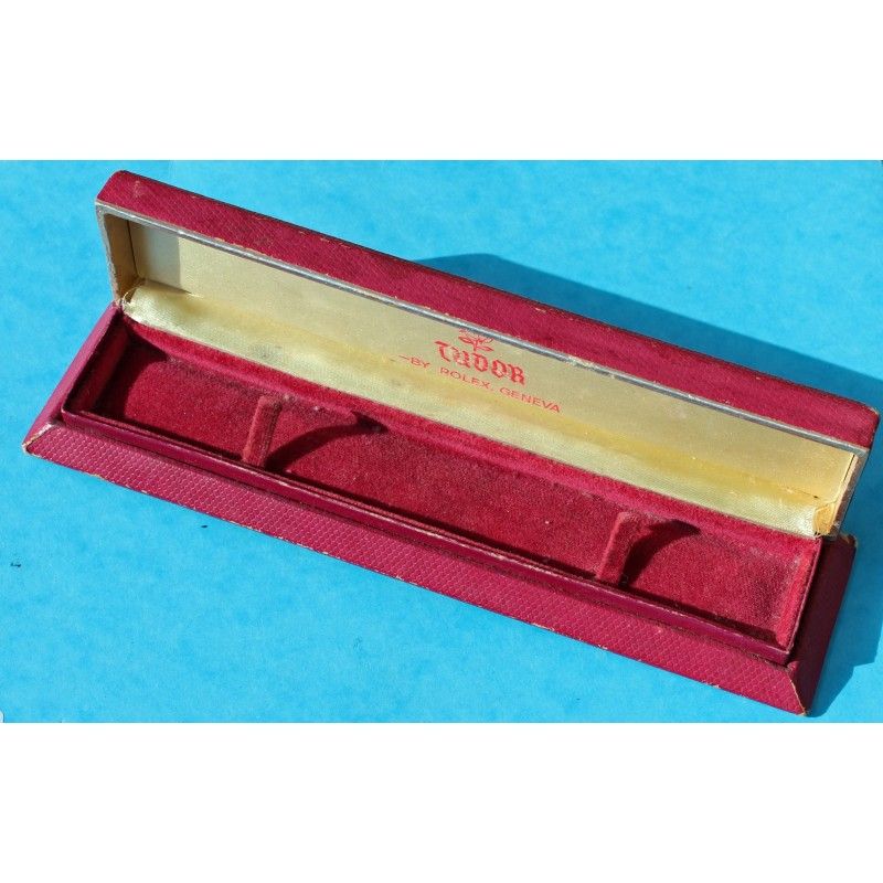 RARE 40 / 50's VINTAGE RECTANGLE ROLEX TUDOR "ROSE" BIG LOGO COFFIN BOX BORDEAUX COLOR  