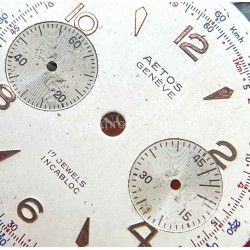 AETOS Genève 34mm 60's Watch dial part silver color incabloc chronograph calibre Valjoux 7733 vintages sports watches