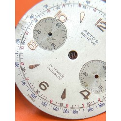 AETOS Genève 34mm 60's Watch dial part silver color incabloc chronograph calibre Valjoux 7733 vintages sports watches