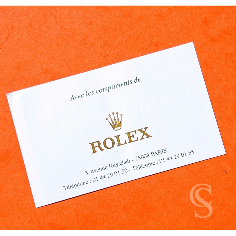 ROLEX GENUINE 80/90's VINTAGE FRENCH LANGUAGE BUSINESS CARD COMPLIMENTS WHITE CARD ROLEX