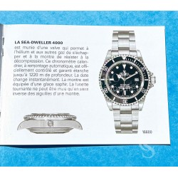 Rolex 2003 Submariner,Sea Dweller booklet manual french Submariner watches 14060M,16613,16610,16618,16600