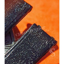 Vintage 70's Swiss Made Leather plastic waterproof alligator style black color watch strap 16mm Ref 109S 16M