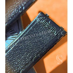 Vintage 70's Swiss Made Leather plastic waterproof alligator style black color watch strap 16mm Ref 109S 16M
