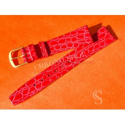 Bracelet montres vintage façon cuir alligator rouge et plastique rigide 18mm doublure cuir noir