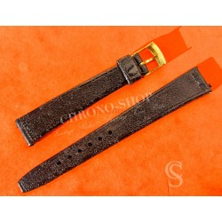 Vintage 70's Swiss Made Leather plastic waterproof alligator style black color watch strap 16mm Ref 109S 16M