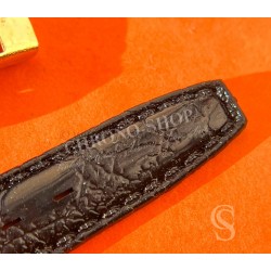 Vintage 70's Swiss Made Leather plastic waterproof alligator style black color watch strap 16mm Ref 109S 16M