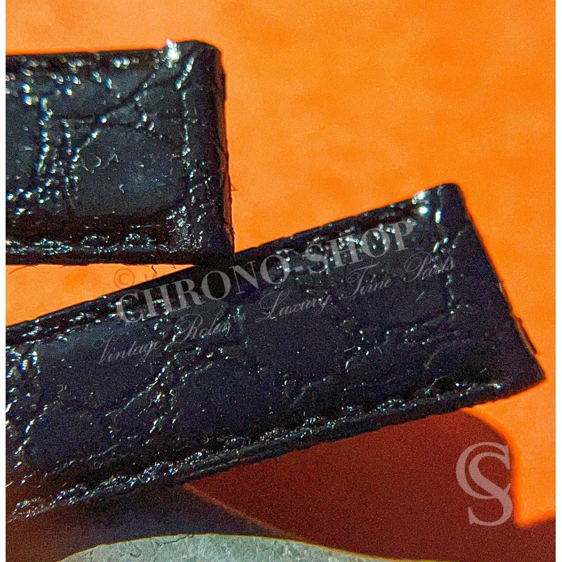 Bracelet De Montre En Cuir De Crocodile Véritable - Largeur 16 Mm - Vintage - Occasion