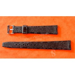 Vintage 70's Swiss Made Leather plastic waterproof alligator style black color watch strap 16mm Ref 109S 16M