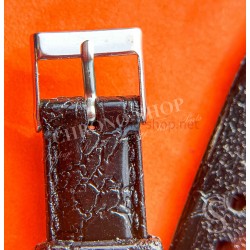 Vintage 70's Swiss Made Leather plastic waterproof alligator style black color watch strap 16mm Ref 109S 16M