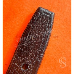 Vintage 70's Swiss Made Leather plastic waterproof alligator style black color watch strap 16mm Ref 109S 16M