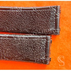 Vintage 70's Swiss Made Leather plastic waterproof alligator style black color watch strap 16mm Ref 109S 16M