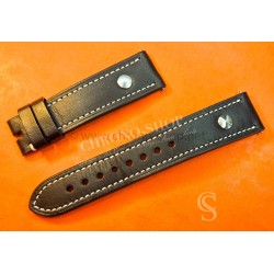 Original Hanhart Leather strap PIONEER MonoControl, TwinControl Czlf strap black 21 mm Steve McQueen Hanhart 417 ES 42mm