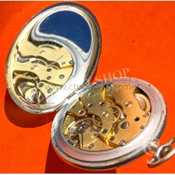 LIP Chronomètre Pocket watch mechanical movement 402 13S155 Gousset watch in chromed metal Art Deco period