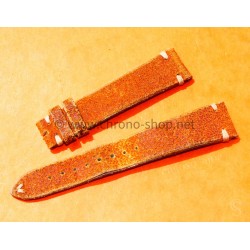 BRACELET VINTAGE CUIR 20mm MONTRES ANCIEN CUIR COULEUR MARRON TABAC AVEC PATINE ORANGE FEU