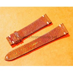 BRACELET VINTAGE CUIR 20mm MONTRES ANCIEN CUIR COULEUR MARRON TABAC AVEC PATINE ORANGE FEU