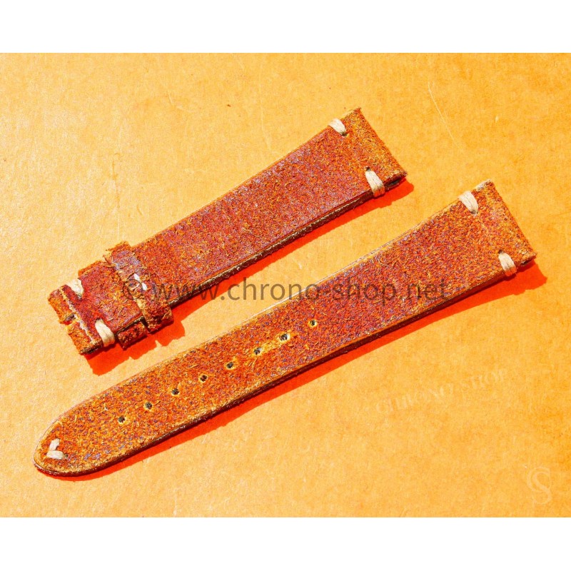 BRACELET VINTAGE CUIR 20mm MONTRES ANCIEN CUIR COULEUR MARRON TABAC AVEC PATINE ORANGE FEU BRACELET VINTAGE CUIR 20mm MONTRES ANCIEN CUIR COULEUR MARRON TABAC AVEC PATINE ORANGE FEU