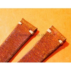 BRACELET VINTAGE CUIR 20mm MONTRES ANCIEN CUIR COULEUR MARRON TABAC AVEC PATINE ORANGE FEU
