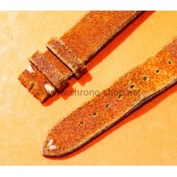 BRACELET VINTAGE CUIR 20mm MONTRES ANCIEN CUIR COULEUR MARRON TABAC AVEC PATINE ORANGE FEU