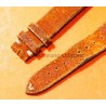 BRACELET VINTAGE CUIR 20mm MONTRES ANCIEN CUIR COULEUR MARRON TABAC AVEC PATINE ORANGE FEU