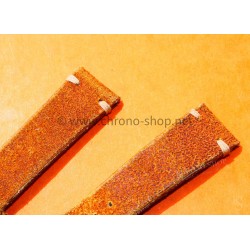 BRACELET VINTAGE CUIR 20mm MONTRES ANCIEN CUIR COULEUR MARRON TABAC AVEC PATINE ORANGE FEU
