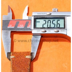BRACELET VINTAGE CUIR 20mm MONTRES ANCIEN CUIR COULEUR MARRON TABAC AVEC PATINE ORANGE FEU