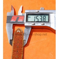 BRACELET VINTAGE CUIR 20mm MONTRES ANCIEN CUIR COULEUR MARRON TABAC AVEC PATINE ORANGE FEU