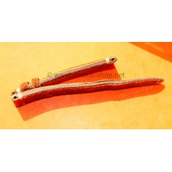 BRACELET VINTAGE CUIR 20mm MONTRES ANCIEN CUIR COULEUR MARRON TABAC AVEC PATINE ORANGE FEU