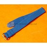 VINTAGE 70's RARE BRACELET NATO PERLON MONTRES DAMES 14mm COULEUR BLEU ET BLANC
