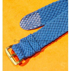 Vintage 70's Nato Braided Perlon Strap Womens Collectable 14mm New Old Stock Ladies Nylon Nato Strap blue color Watch strap