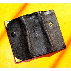 Yves Saint Laurent Paris Authentique Porte-clés en cuir couleur noir vintage des années 80