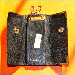 Yves Saint Laurent Paris Authentique Porte-clés en cuir couleur noir vintage des années 80
