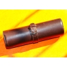 Authentic PIAGET, THE SECRET GARDEN Memo Note Pad Wallet Roll Leather Brown purple color tin tang buckle