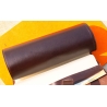 Authentic PIAGET, THE SECRET GARDEN Memo Note Pad Wallet Roll Leather Brown purple color tin tang buckle