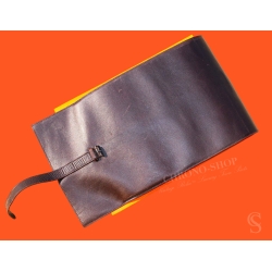 Authentic PIAGET, THE SECRET GARDEN Memo Note Pad Wallet Roll Leather Brown purple color tin tang buckle