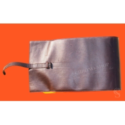 Authentic PIAGET, THE SECRET GARDEN Memo Note Pad Wallet Roll Leather Brown purple color tin tang buckle