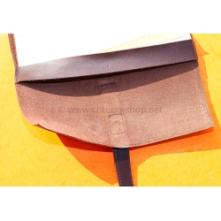 Authentic PIAGET, THE SECRET GARDEN Memo Note Pad Wallet Roll Leather Brown purple color tin tang buckle