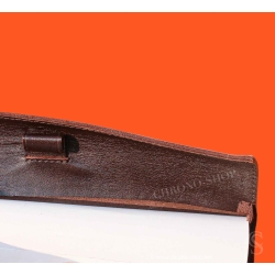 Authentic PIAGET, THE SECRET GARDEN Memo Note Pad Wallet Roll Leather Brown purple color tin tang buckle