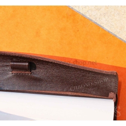 Authentic PIAGET, THE SECRET GARDEN Memo Note Pad Wallet Roll Leather Brown purple color tin tang buckle