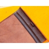 Authentic PIAGET, THE SECRET GARDEN Memo Note Pad Wallet Roll Leather Brown purple color tin tang buckle