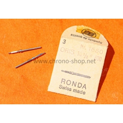 ORIS vintage watch part lot of 2 x Ssteel stems Ronda ref 1650 10 1/2" 630 swiss made