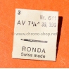 Ronda 611 AV 7"3/4 39,390 SWISS MADE vintage watch part lot 2 x stems Ronda swiss made
