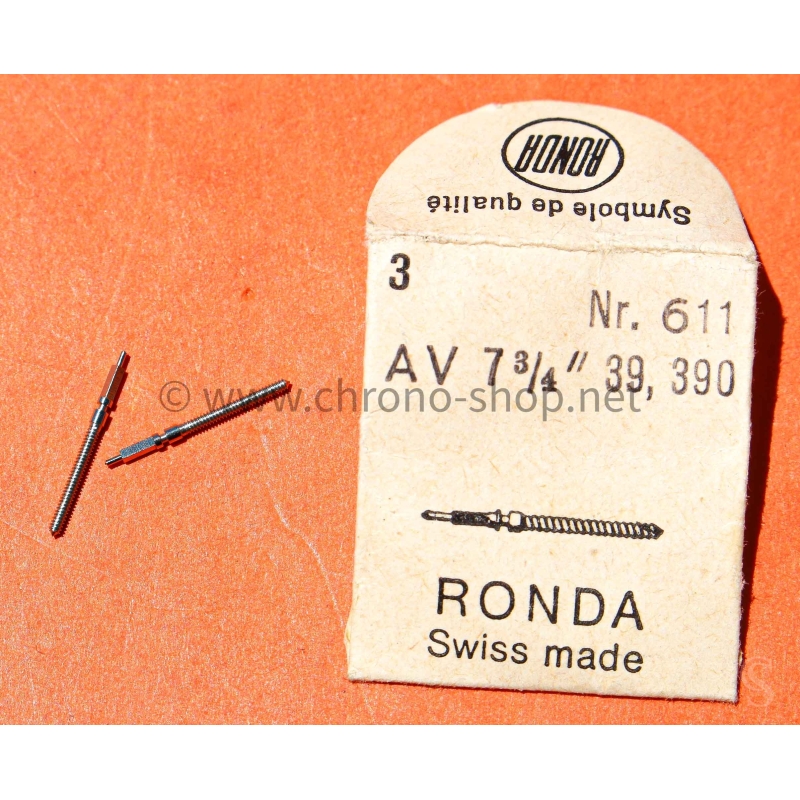 Ronda 611 AV 7"3/4 39,390 SWISS MADE vintage watch part lot 2 x stems Ronda swiss made Ronda 611 AV 7"3/4 39,390 SWISS MADE vintage watch part lot 2 x stems Ronda swiss made