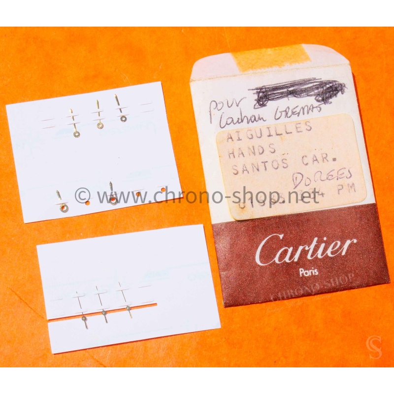 Cartier Vintage Santos Carré hands Genuine New Cartier lot Yellow gold Hand Set Parts 61683 384 PM Cartier Vintage Santos Carré hands Genuine New Cartier lot Yellow gold Hand Set Parts 61683 384 PM