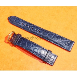 ZRC Mens Crocodile Grain Leather Navy Blue 16mm Crococalf Leather Watch Strap with tang buckle