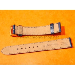 ZRC Mens Crocodile Grain Leather Navy Blue 16mm Crococalf Leather Watch Strap with tang buckle