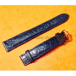 ZRC Mens Crocodile Grain Leather Navy Blue 16mm Crococalf Leather Watch Strap with tang buckle