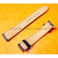 ZRC Mens Crocodile Grain Leather Navy Blue 16mm Crococalf Leather Watch Strap with tang buckle